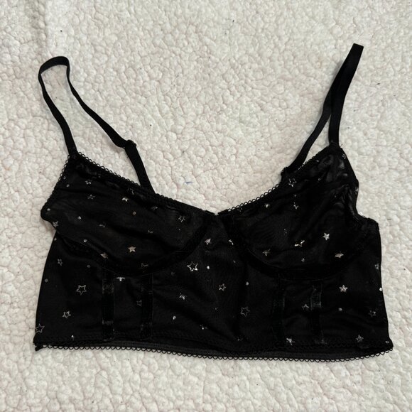 black mesh metallic 3 piece lingerie set - Picture 4 of 6